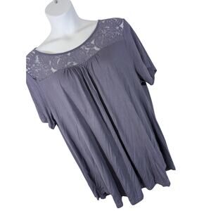 NWT! LETDIOSTO! LAVENDER PURPLE STRETCH LACE & STRETCH TEE SHIRTING TOP! SZ 4X